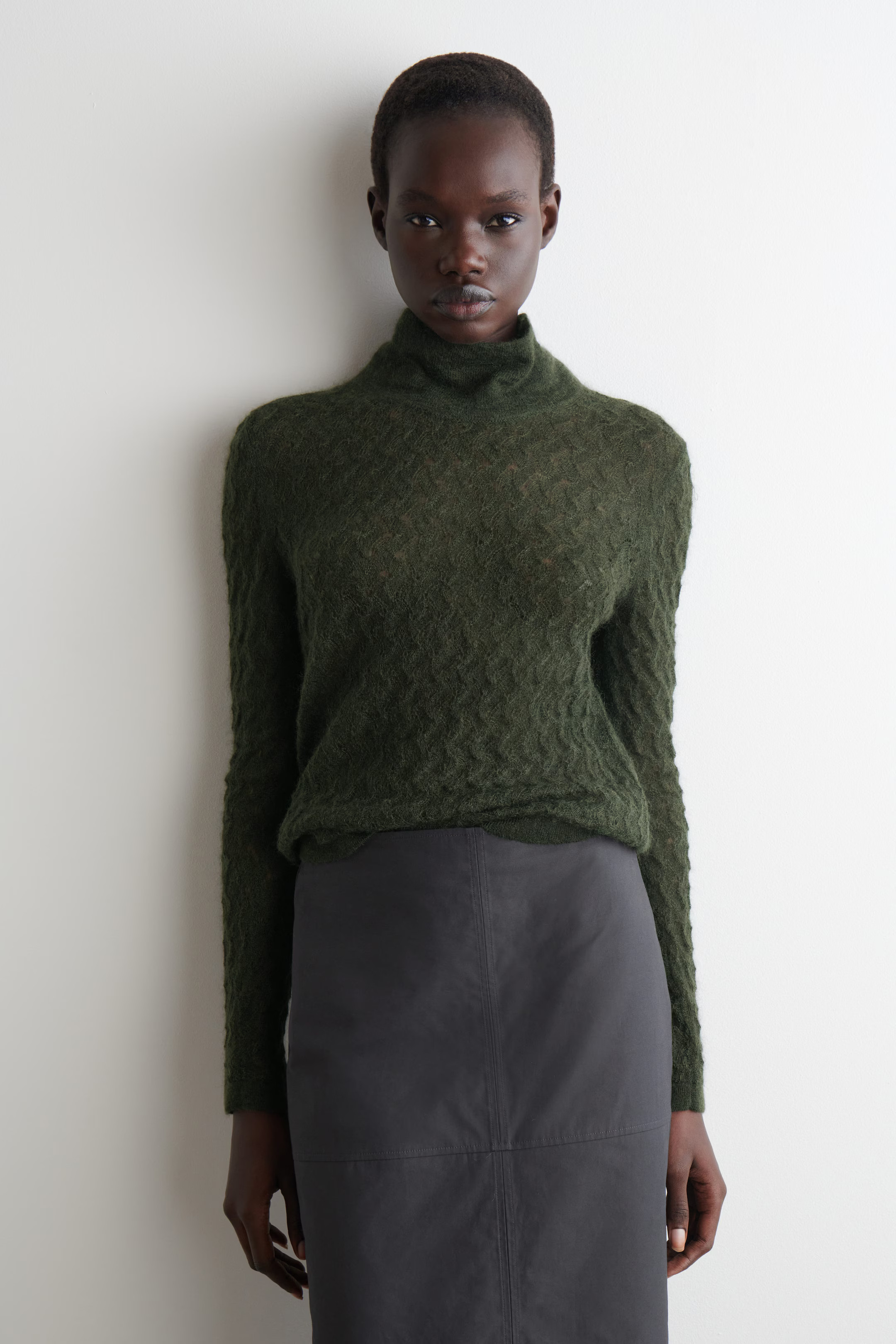POINTELLE-KNIT MOHAIR SWEATER - DARK GREEN | COS | COS (EU)
