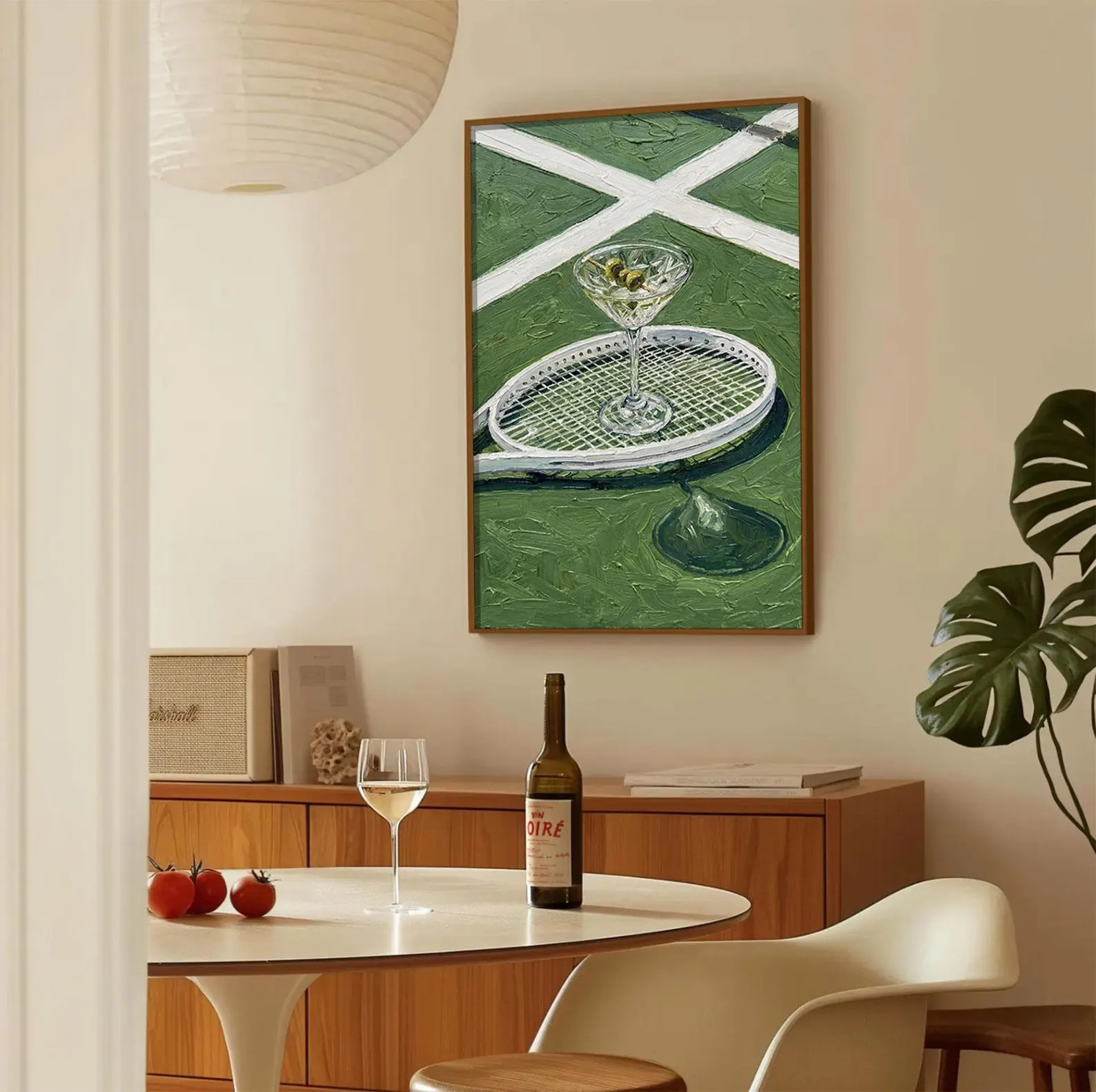 Martini on Tennis Court Green Wall Art White Tennis Racket Preppy Sports Aesthetic Poster Playful... | Etsy (US)