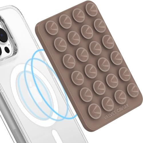 Velvet Caviar Suction Cup Phone Case Mount Compatible with MagSafe Devices Only - Magnetic Silicone Sticky Phone Grip Holder for iPhone Back of Phone - Mirror Gripper (Cashmere Taupe) | Amazon (US)