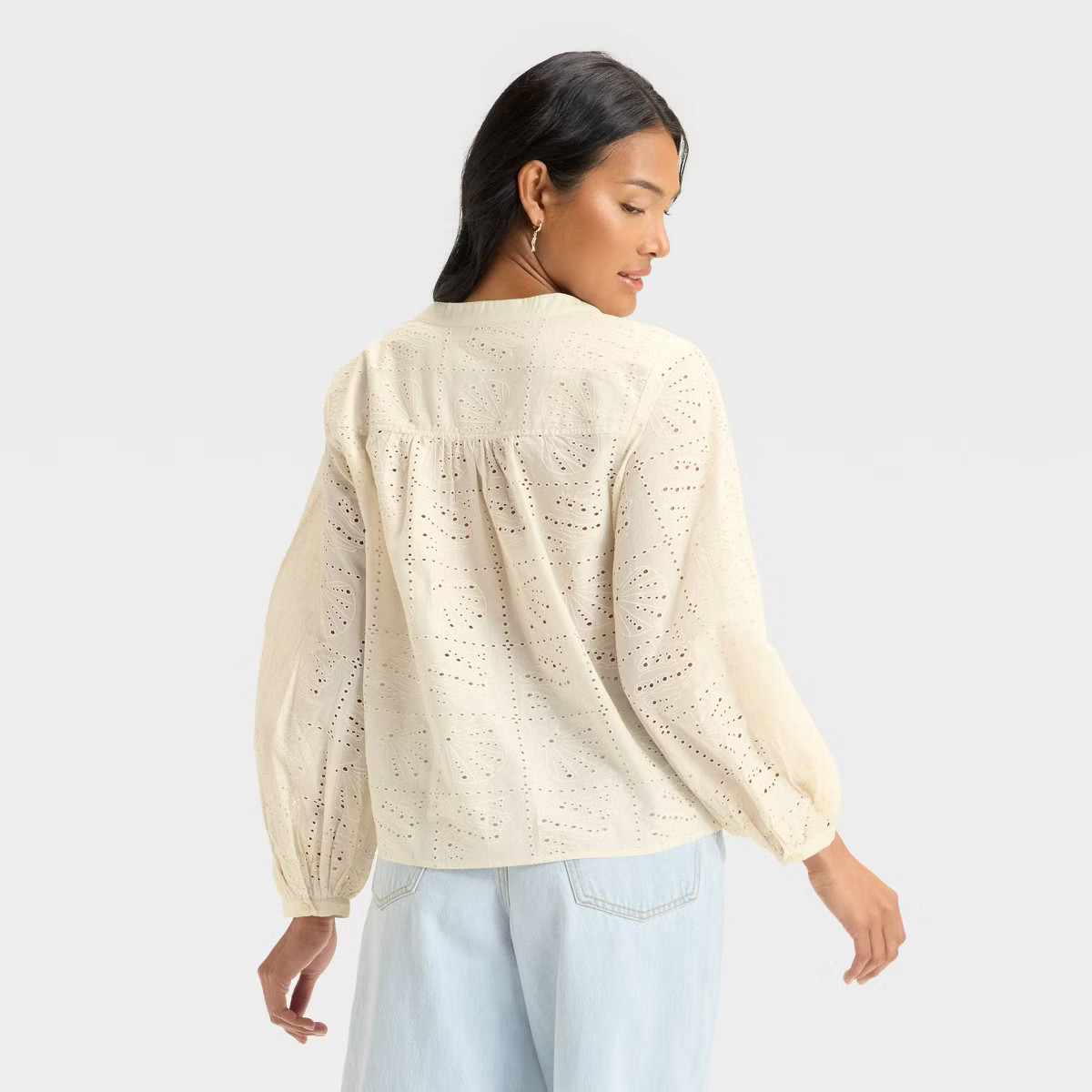 Women's Long Sleeve Popover Blouse - Universal Thread™ Cream S | Target