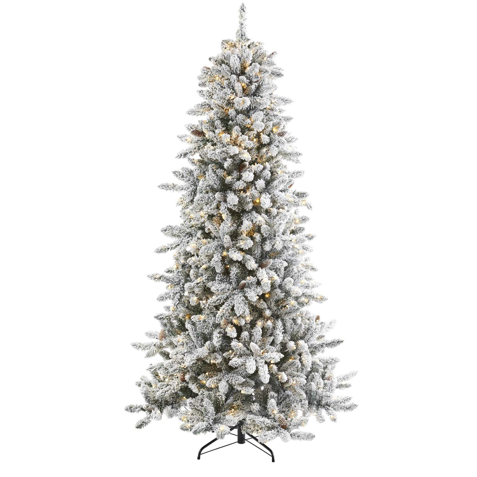Nearly Natural 7.5ft. Flocked Livingston Fir Artificial Christmas Tree with Pine Cones and 500 Cl... | Amazon (US)
