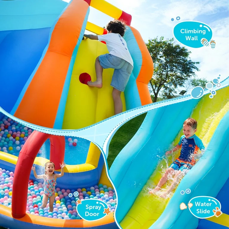Patbrela Inflatable Water Slide Bounce House with Blower, 202x145x100inches, 12-in-1 Water Park w... | Walmart (US)