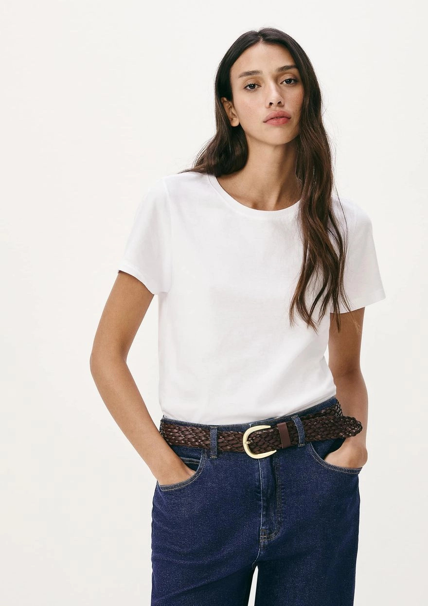 camiseta básica feminina slim world - branco | Hering (BR)