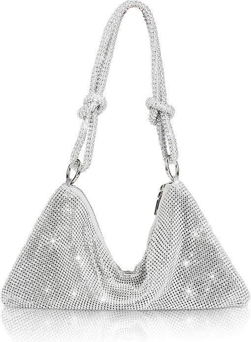 Silver Purse Diamond Purses, Premium Evening Bag Bling Sparkly Bag Rhinestone Purse, Glitter Purs... | Amazon (US)