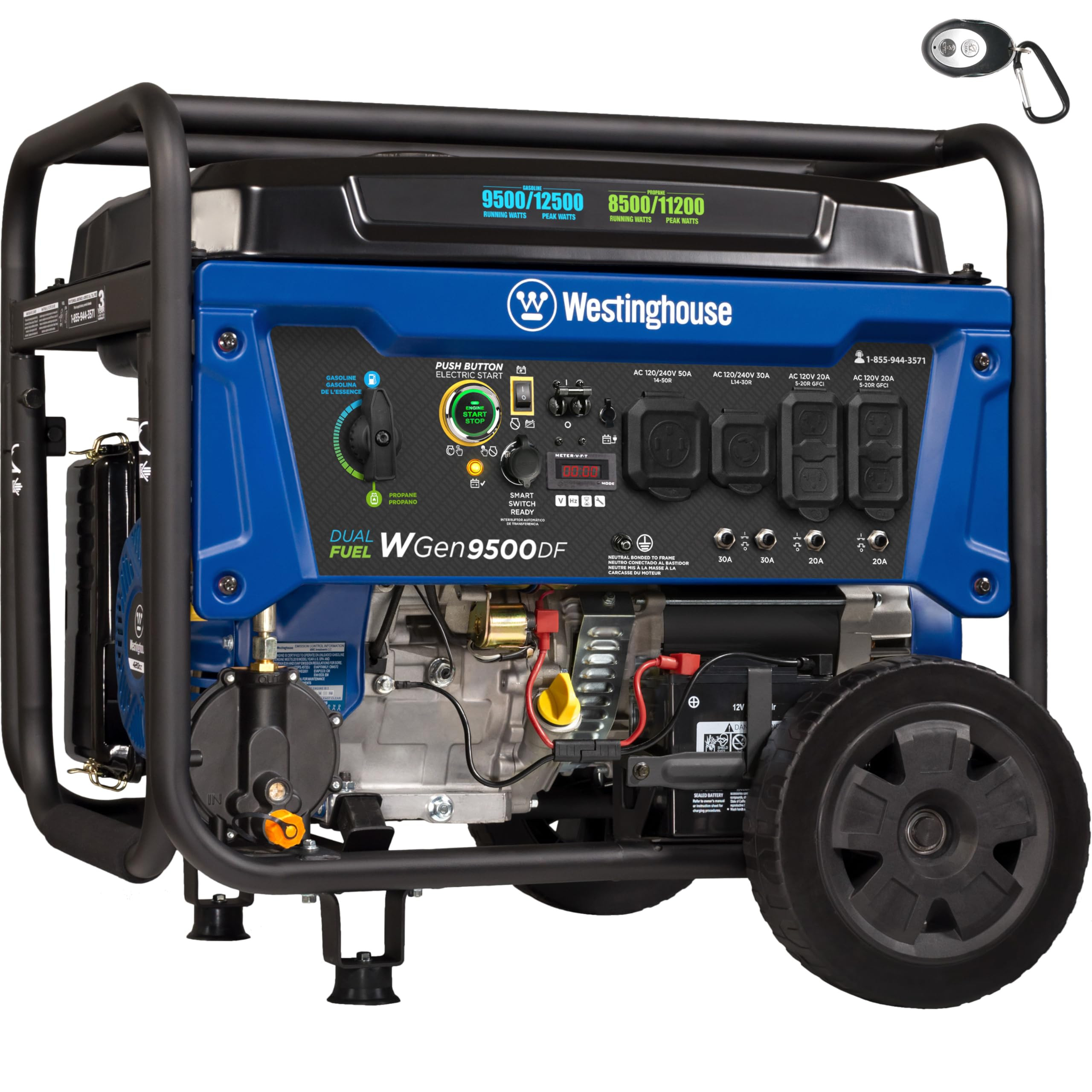 Westinghouse 12500 Watt Dual Fuel Home Backup Portable Generator, Remote Electric Start, Transfer... | Amazon (US)