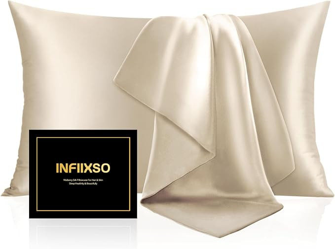 INFIIXSO Mulberry Silk Pillowcase for Hair and Skin, Silk Pillow Cases Standard Size with Hidden ... | Amazon (US)