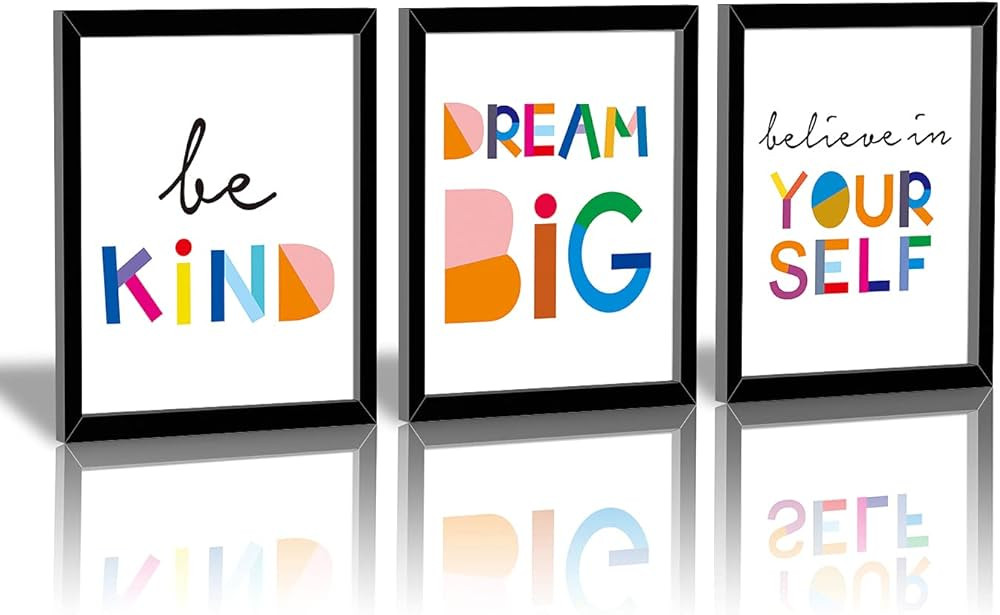HPNIUB Framed Watercolor Words Inspirational Quote Art Prints Set of 3 (8”X10”)-Ready to Hang... | Amazon (US)