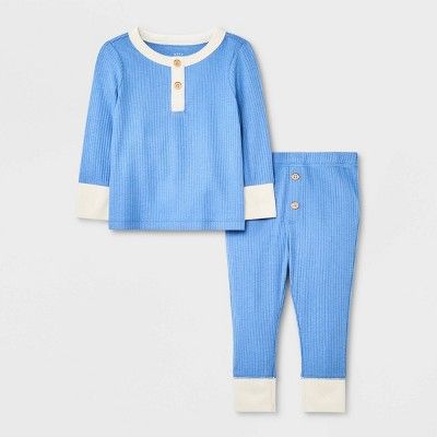 Baby Boys' 2pc Henley Top & Bottom Set - Cat & Jack™ Blue | Target