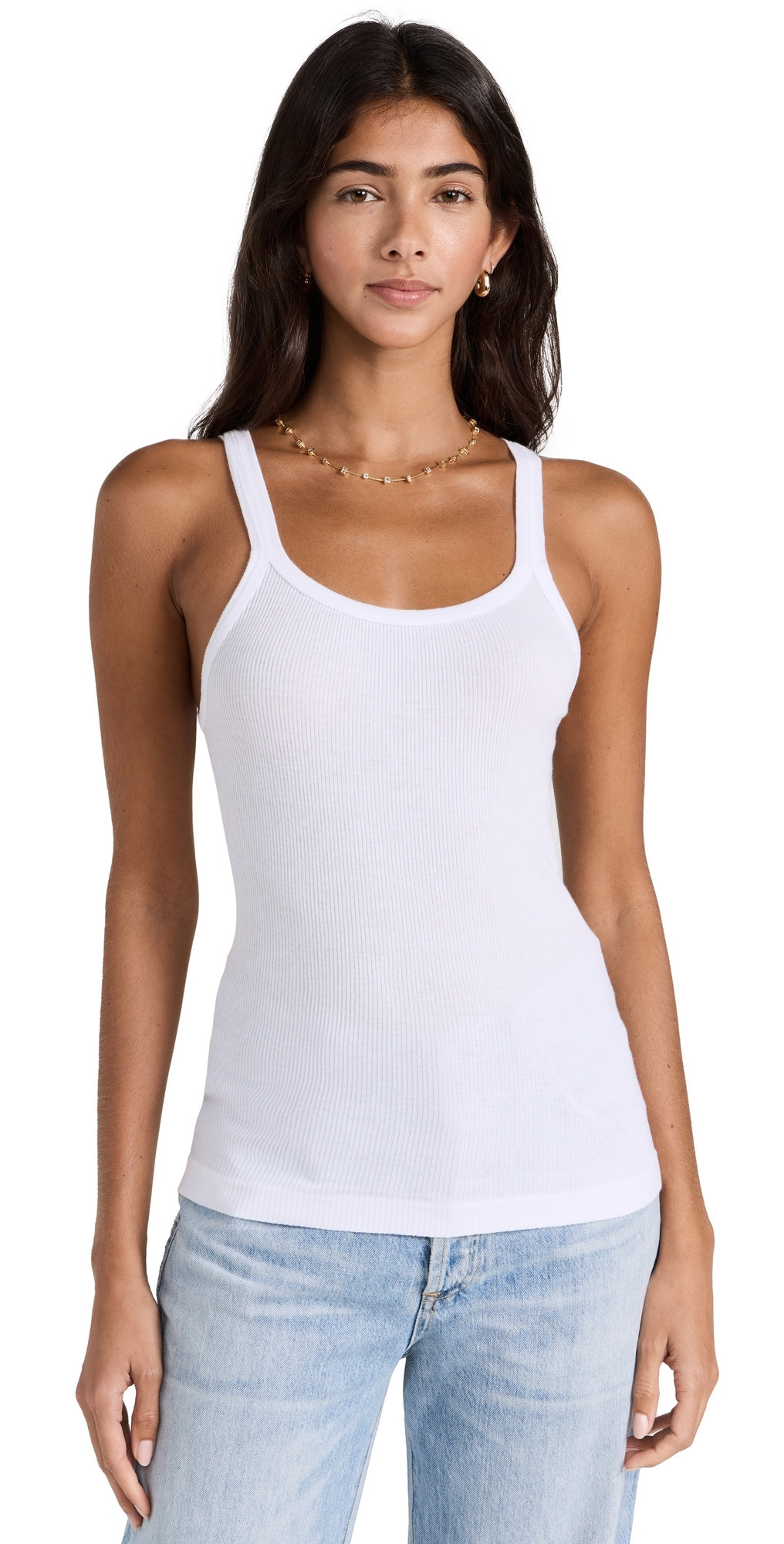RE/DONE Ribbed Tank Optic White S | Shopbop