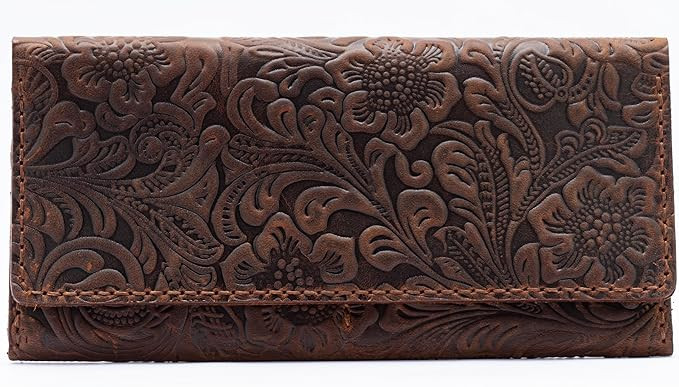 Toros Craft Handmade Western Wallets for Women, Genuine Tooled Leather & Long Credit Card Holder,... | Amazon (US)