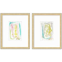Abstract Watercolor Painting, Set Of 2, Mixed Media, 6""x8"", Mat Size 11""x14"", Original Artwork, Green, Pink, Artwork | Etsy (US)