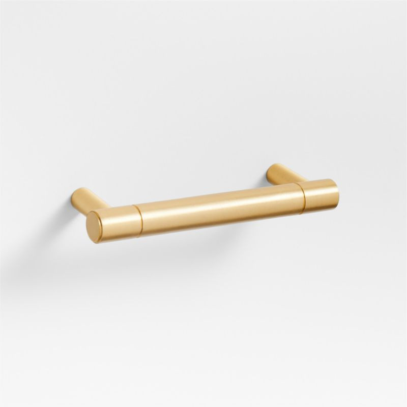 Modern 3" Flat-End Brushed Brass Cabinet Drawer Bar Pull + Reviews | Crate & Barrel | Crate & Barrel