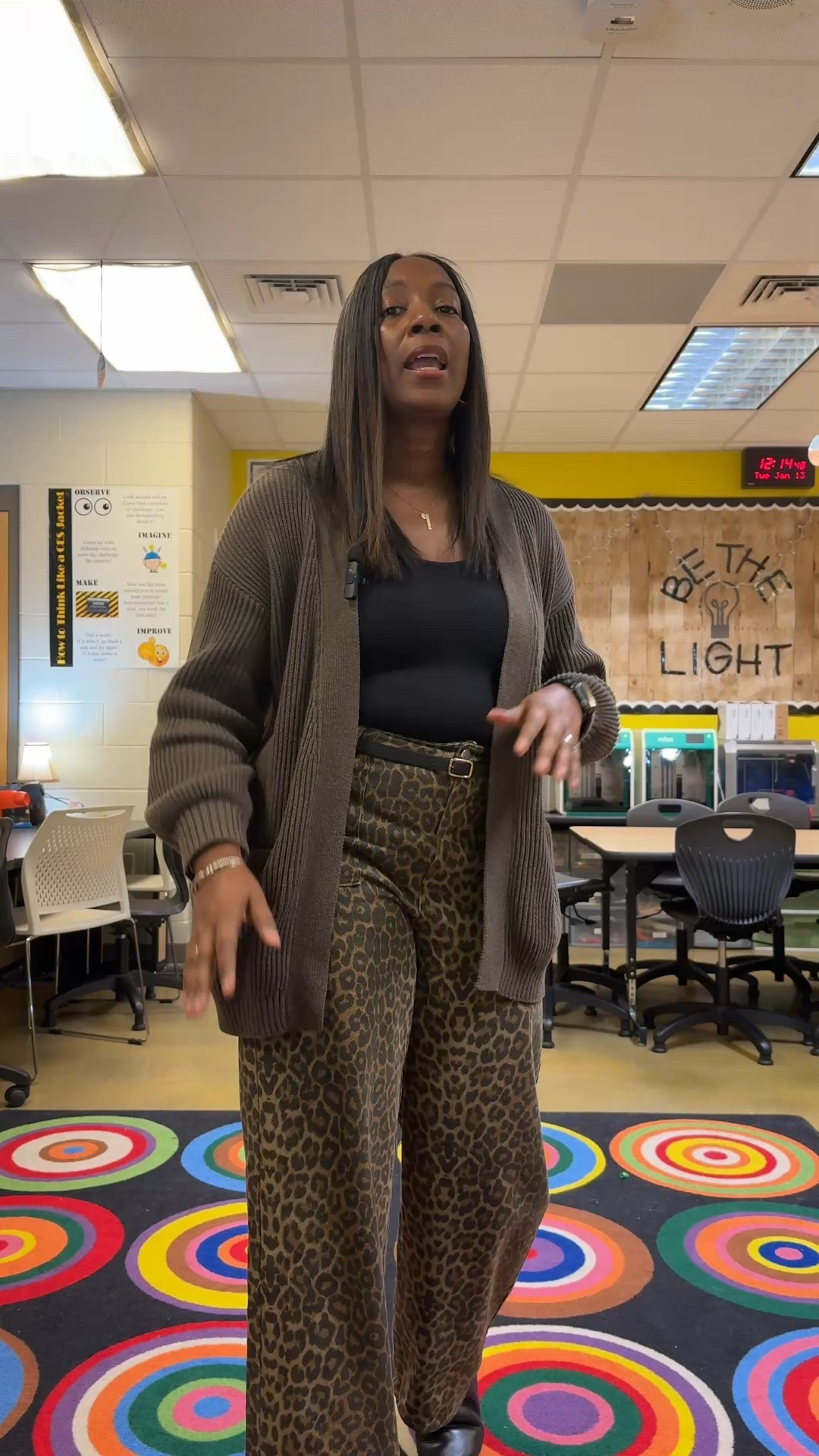 Teacher OOTD Tuesday look. Quince cardigan, animal print pants 

#LTKOver40 #LTKgrwm #LTKootd