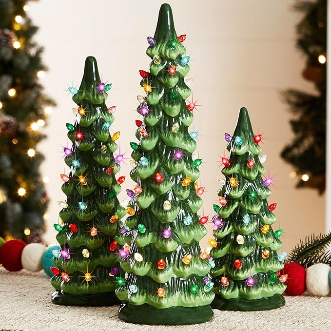 Best Choice Products Set of 3 Ceramic Christmas Trees, Pre-Lit Hand-Painted Tabletop Holiday Deco... | Amazon (US)