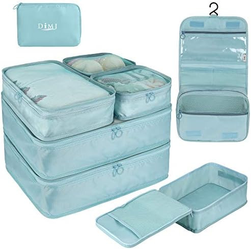 DIMJ Packing Cubes for Travel, 8 Pcs Travel Cubes for Suitcase Lightweight Travel Essential Bag with | Amazon (US)