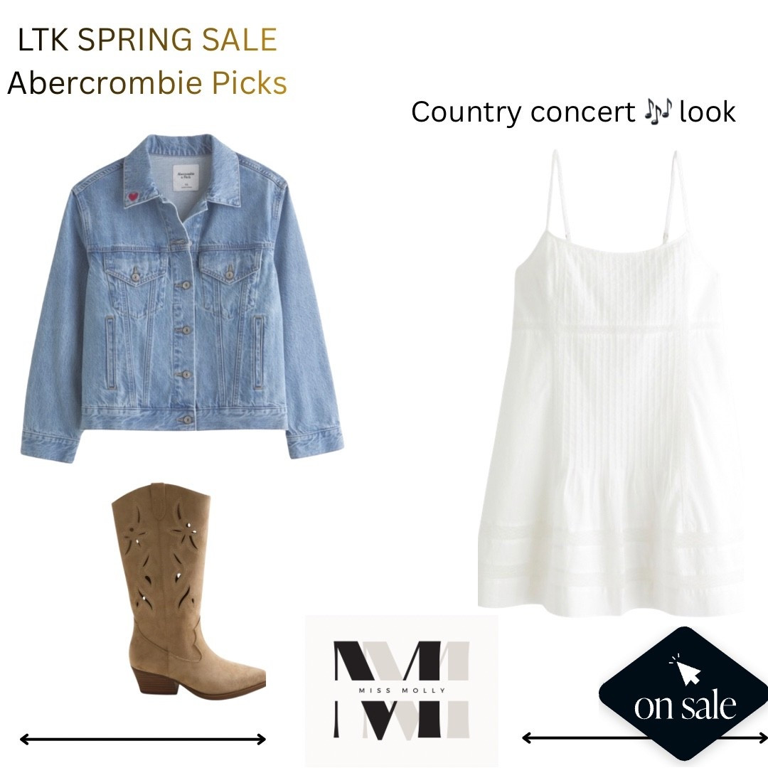 LTK Spring Sale Country concert ready 🎶🤍
My Abercrombie spring sale picks are giving the perfect effortless outfit — a flowy white mini dress, classic denim jacket, and neutral cowboy boots. The kind of look you can wear to concerts, spring weekends, or casual date nights.  Sale is exclusive to LTK so use the link to shop on my LTK.  
Sharing all the pieces on LTK during the Spring Sale before sizes start selling out! ✨

#LTKSpringSale #LTKStyle #AbercrombieStyle #CountryConcertOutfit #SpringStyle

#LTKspringtrends #LTKSpringSale #LTKSaleAlert