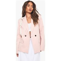 Womens Pocket Detail Oversized Blazer - Pink - 14, Pink | Boohoo.com (UK & IE)
