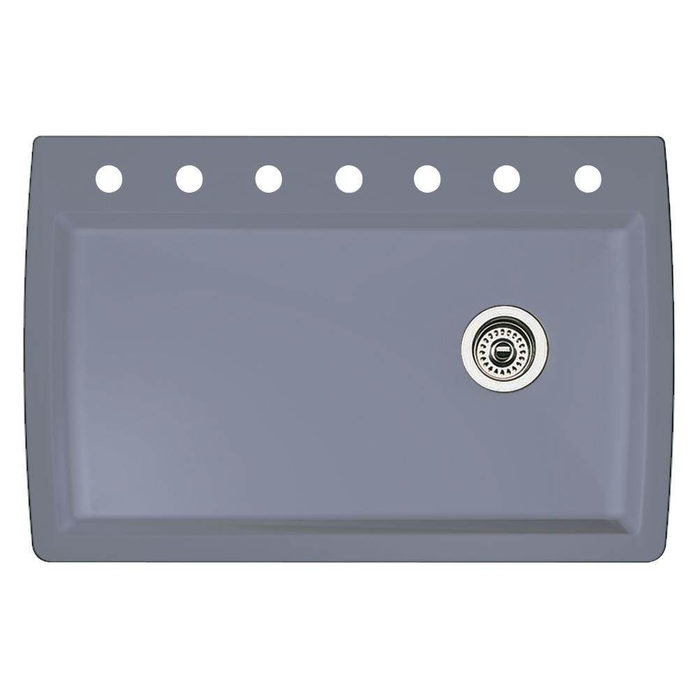 Blanco Diamond Dual-Mount Granite 33.5 in. 7-Hole Single Bowl Kitchen Sink in Metallic Gray | The Home Depot