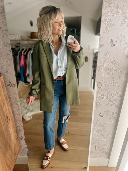 Same fit, different blazer. I can’t decide which blazer i love more. This one is SUPER affordable and part of a set with beautiful trousers. Abercrombie denim, target button down, Jeffrey Campbell loafers, thrifted belt, synthetic wig. 

#LTKfindsunder100 #LTKstyletip #LTKshoecrush