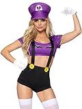 Leg Avenue Women's 3 Pc Sexy Gamer Babe Costume with Crop Top, Suspender Shorts, Hat | Amazon (US)