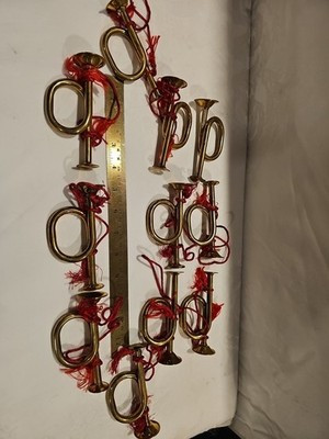 Vintage Christmas Small Brass French Horn Ornaments Lot of 11 | eBay US
