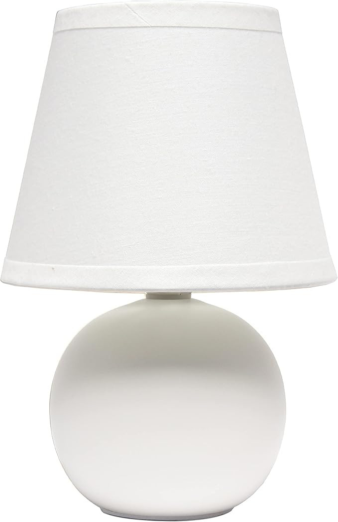 Simple Designs LT2008-OFF Mini Ceramic Globe Table Lamp, Off White | Amazon (US)