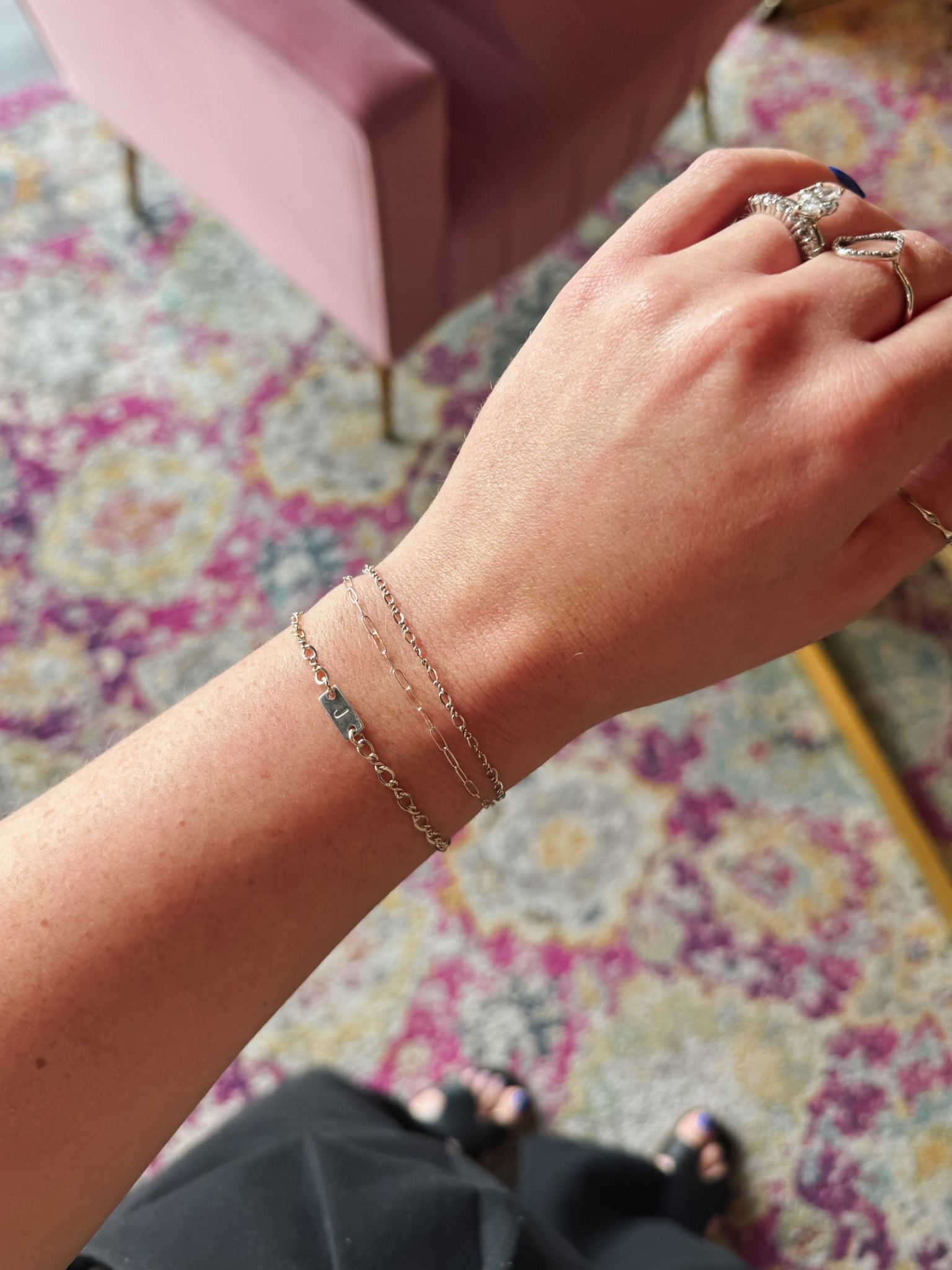 Anniversary gift from my hubby—the daintiest J to match the rest of my stack 🥹🤍

#LTKFindsUnder100 #LTKStyleTip #LTKWedding