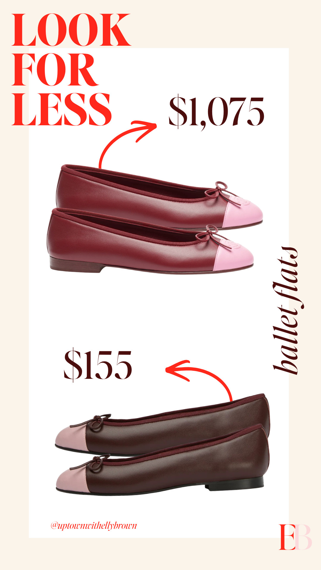 LOOK FOR LESS: ballet flats edition 🎀
$1,075 vs $155 and honestly the dupe is not playing fair. Same cap toe, same bow detail, same "I have my life together" energy — for a fraction of the price. Linking both so you can decide which life you're living today. #shoes 

 