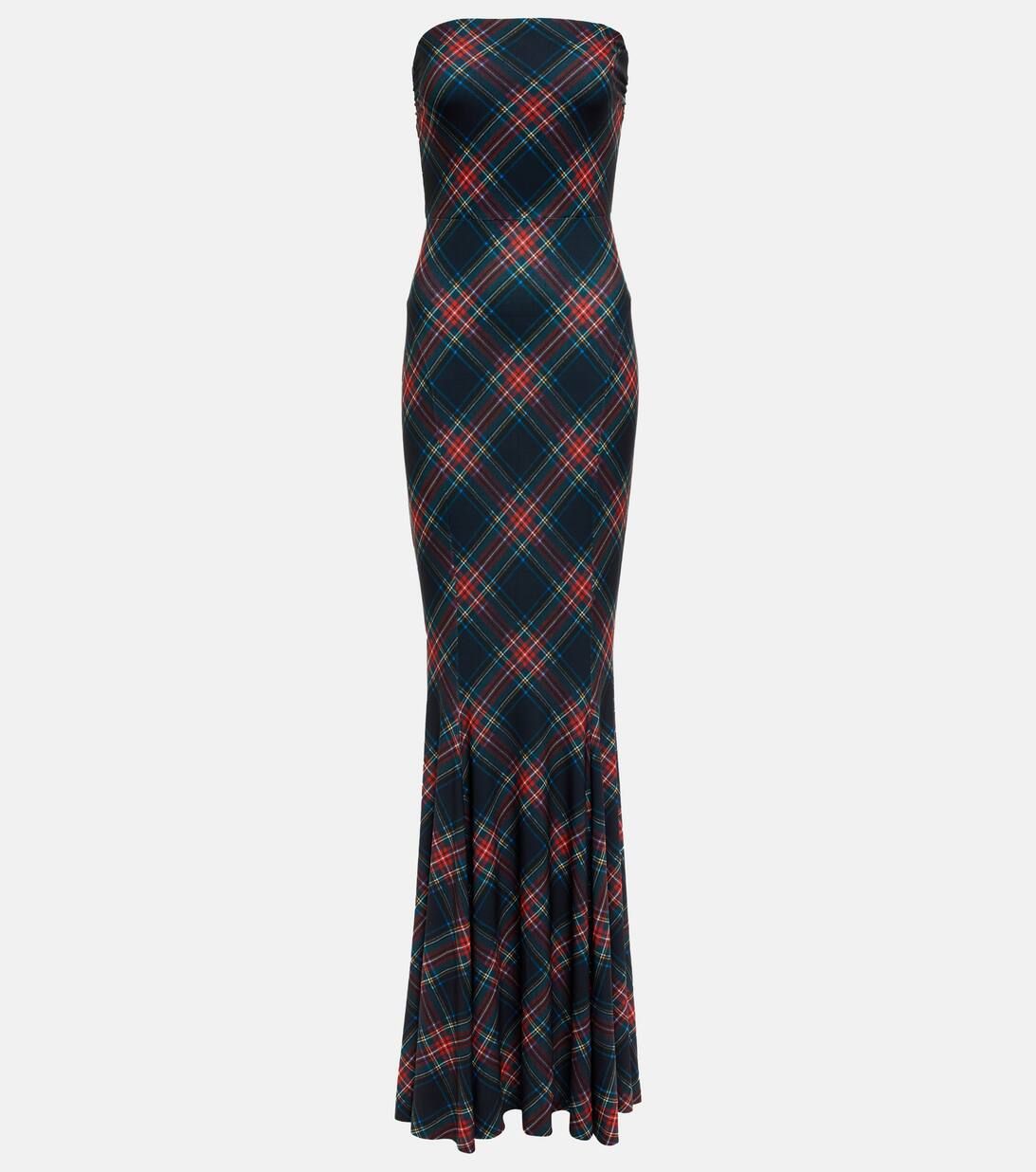 Strapless fishtail checked gown | Mytheresa (US/CA)