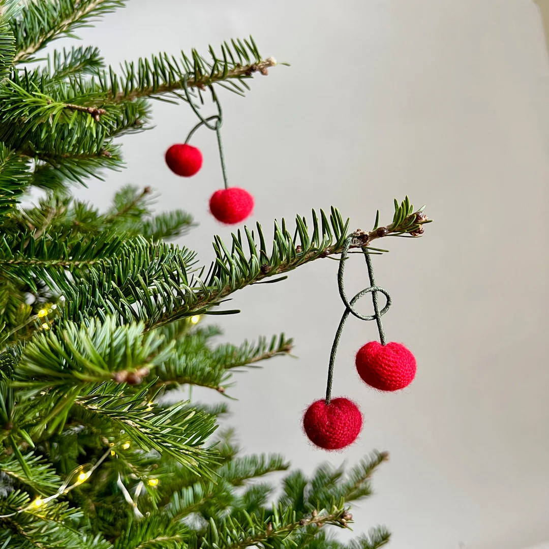 Upcycled Cashmere Cherry Decorations - Etsy | Etsy (US)