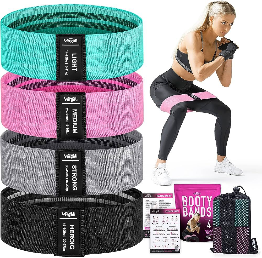 Resistance Bands for Working Out with Workout Bands Guide. 4 Booty Bands for Women Men Fabric Ela... | Amazon (US)