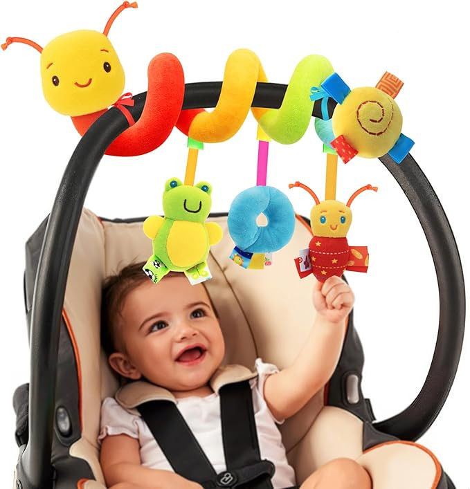 Spiral Car Seat Toys - Baby Sensory Soft Plush Hanging Toys for 0-12 Months Stroller Crib Accesso... | Amazon (US)