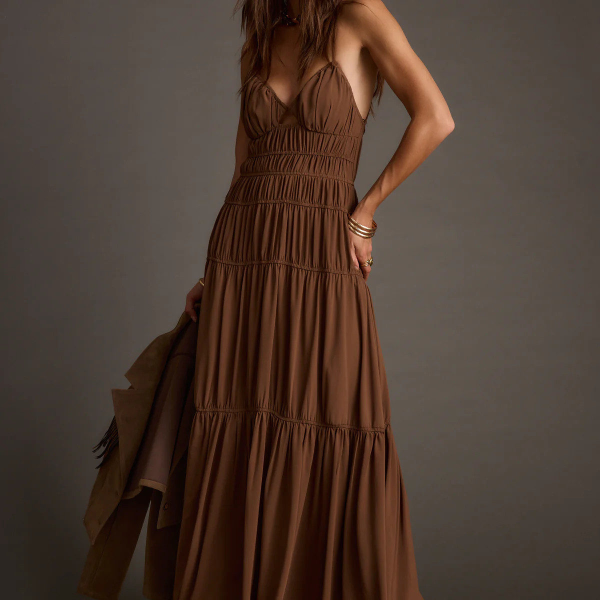 Adelina Mocha Maxi Dress | 12th Tribe