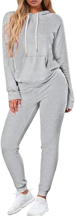 Selowin Women Casual Sweatsuit Pullover Hoodie Sweatpants Sport Outfits Jogger Set | Amazon (US)