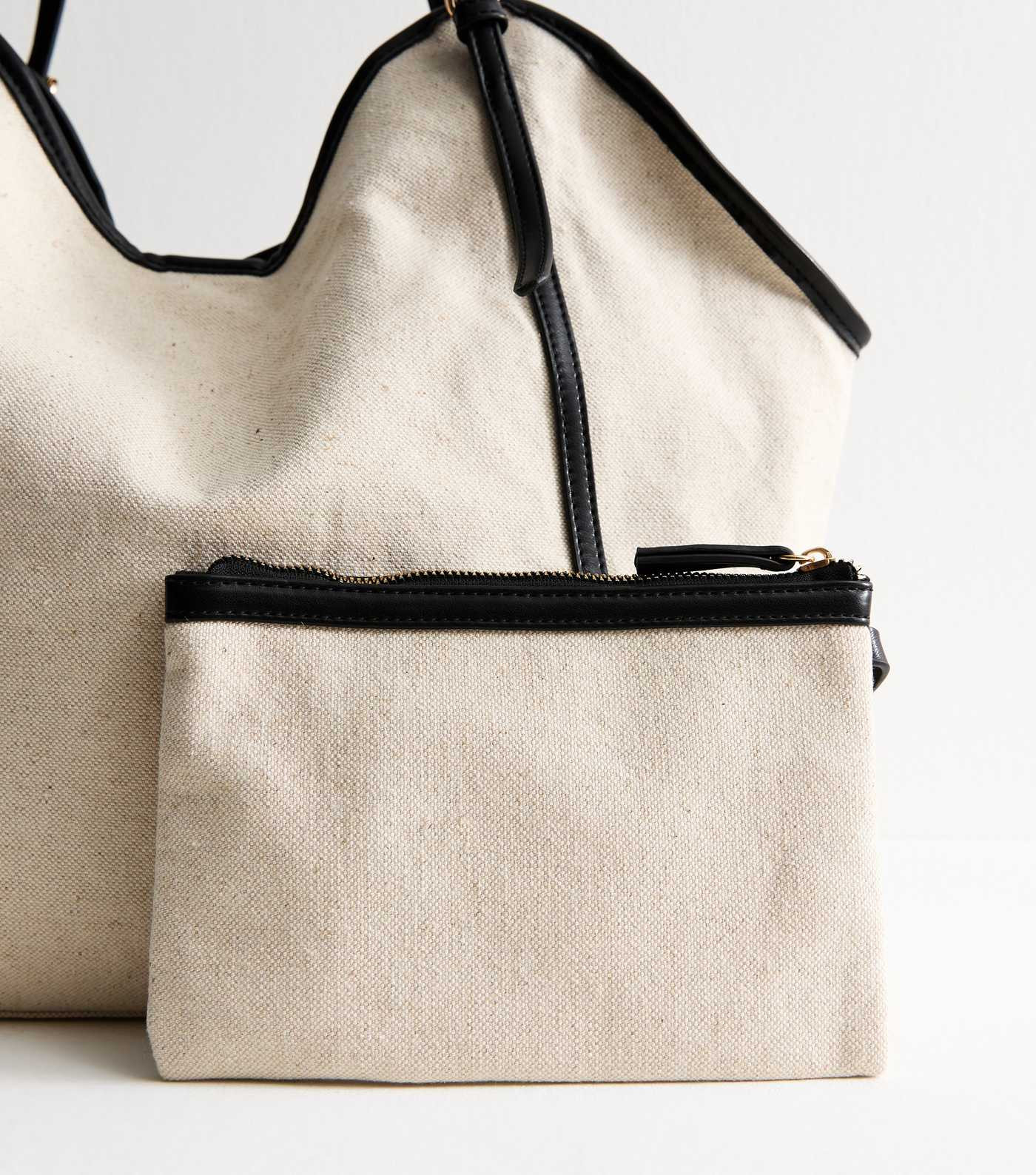 Stone Faux Leather Trim Canvas Tote Bag and Pouch Duo | New Look | New Look (UK)