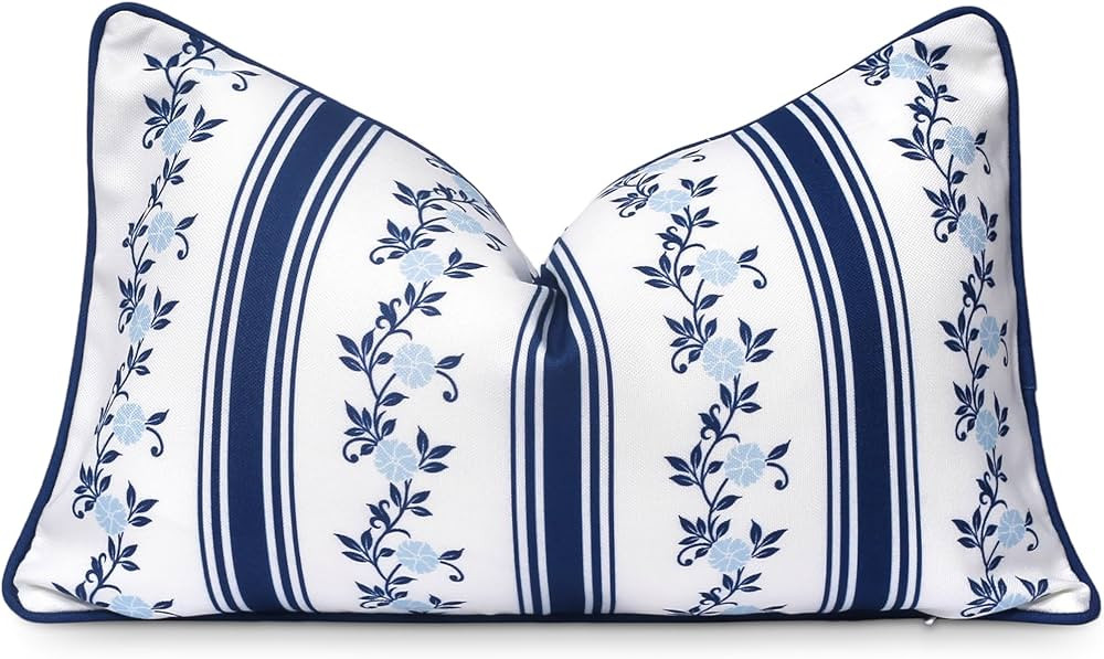 Hofdeco Premium Coastal Patio Indoor Outdoor Lumbar Pillow Cover Only, 12"x20" Water Repellent fo... | Amazon (US)
