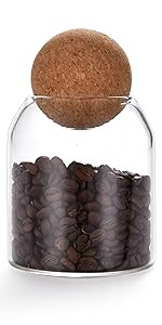 750ML/25Oz round cork glass bottle sealed jar nut storage jar coffee bean jar round transparent | Amazon (US)