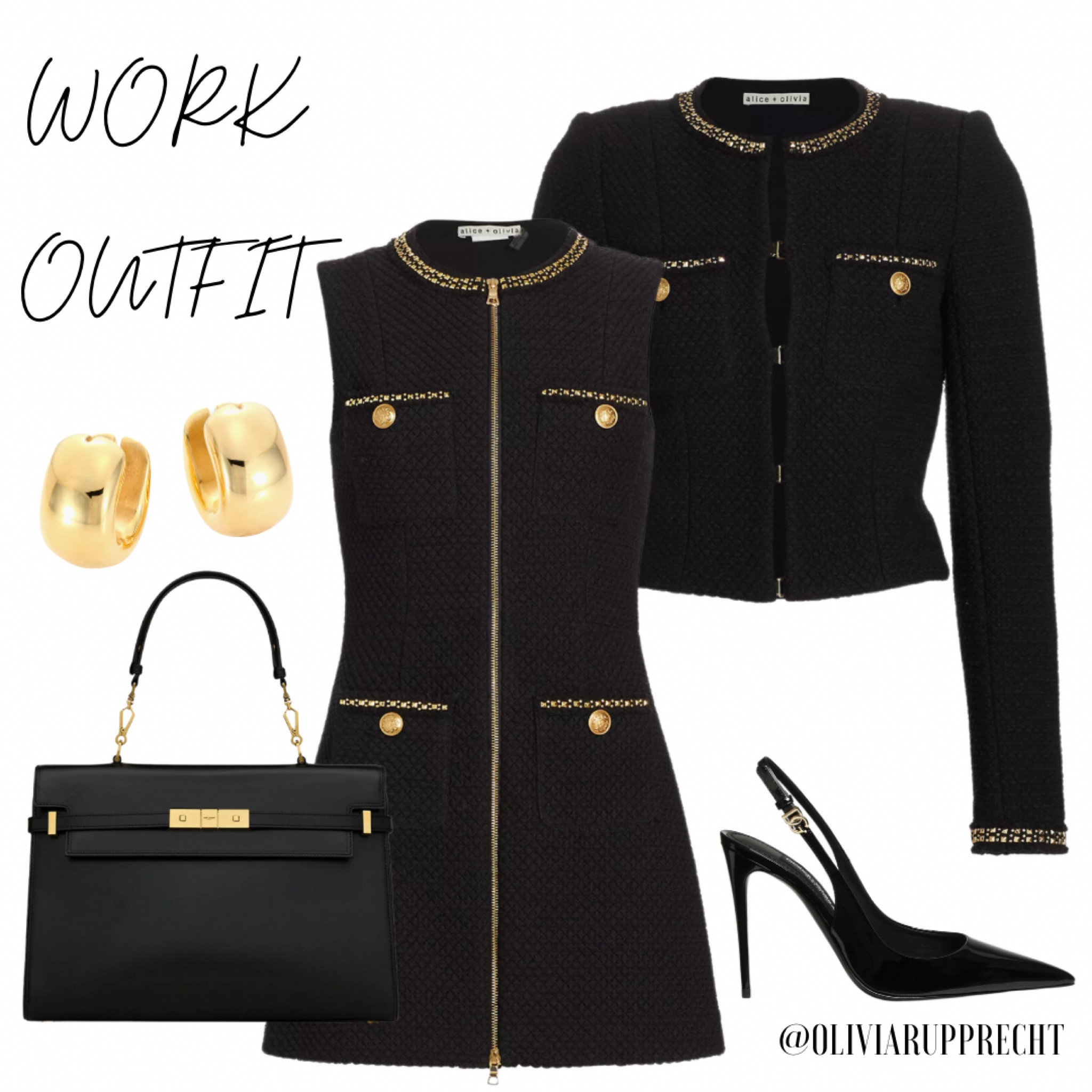 Work outfit | black | gold | fashion | style | Saks | ysl | heels | shoes | pumps | dress | sweater | bag | purse | handbag | 

#LTKitbag #LTKstyletip #LTKshoecrush