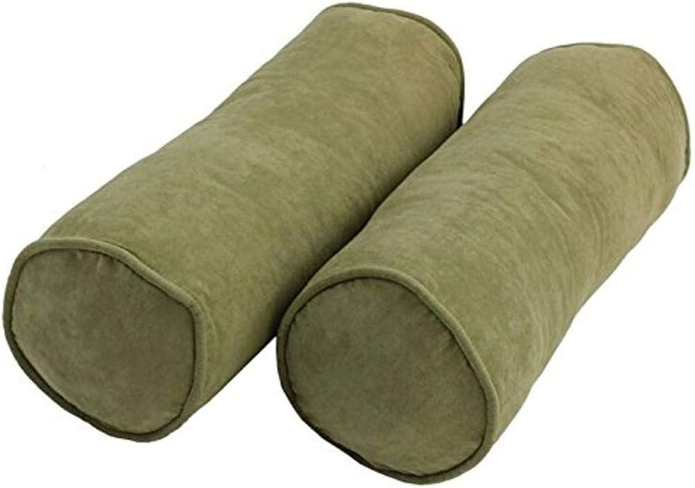 Blazing Needles Corded Microsuede Bolster Pillow, 2 Count (Pack of 1), Sage Green | Amazon (US)