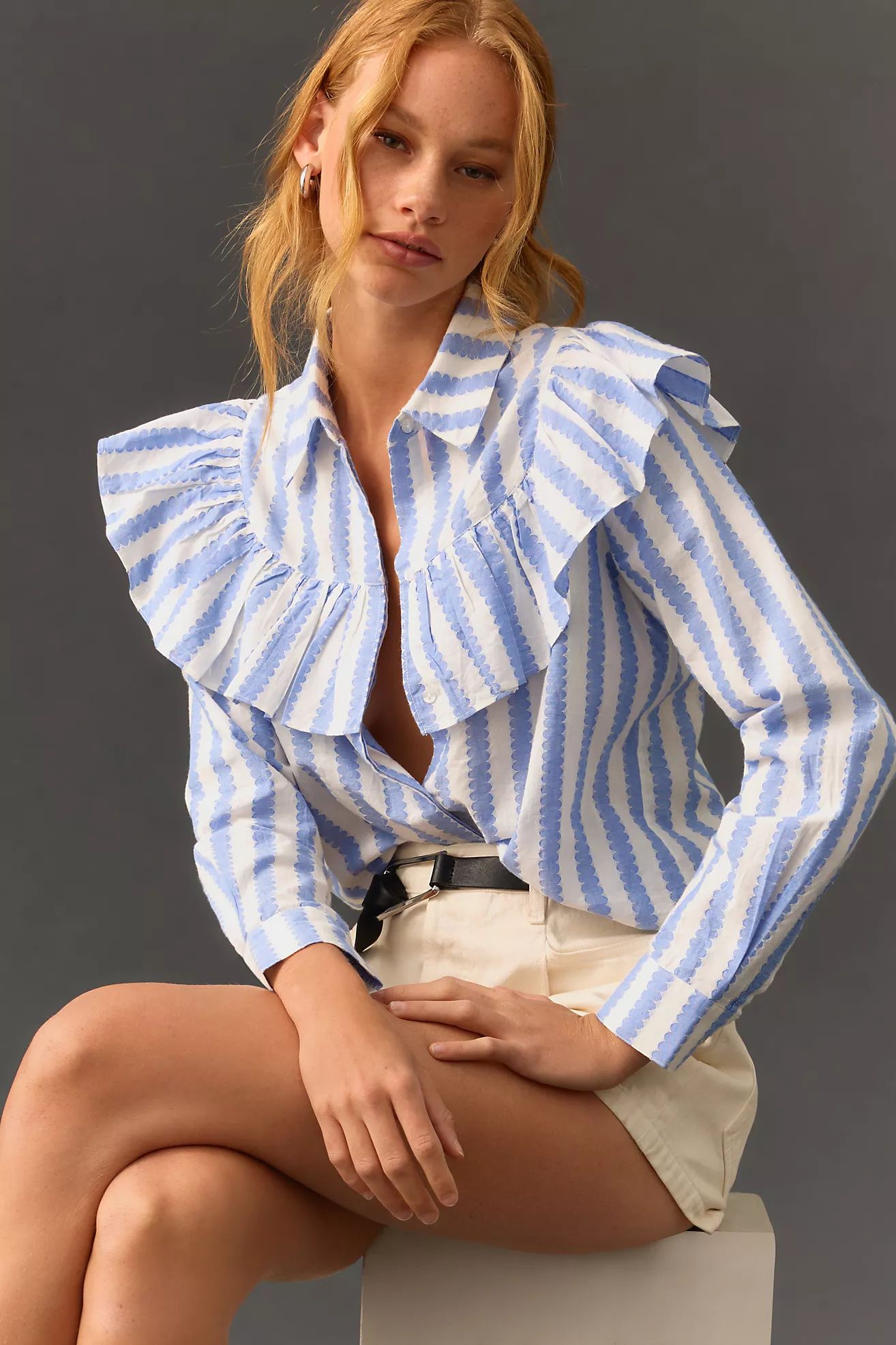 Clare V. Charlotte Ruffled Blouse | Anthropologie (US)