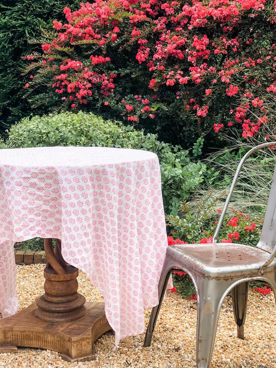Sequoia print Lightweight Tablecloth in Kestrel Pink | August Table