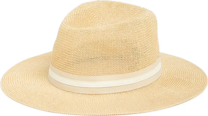 Grosgrain Faux Leather Band Panama Hat | Nordstrom Rack