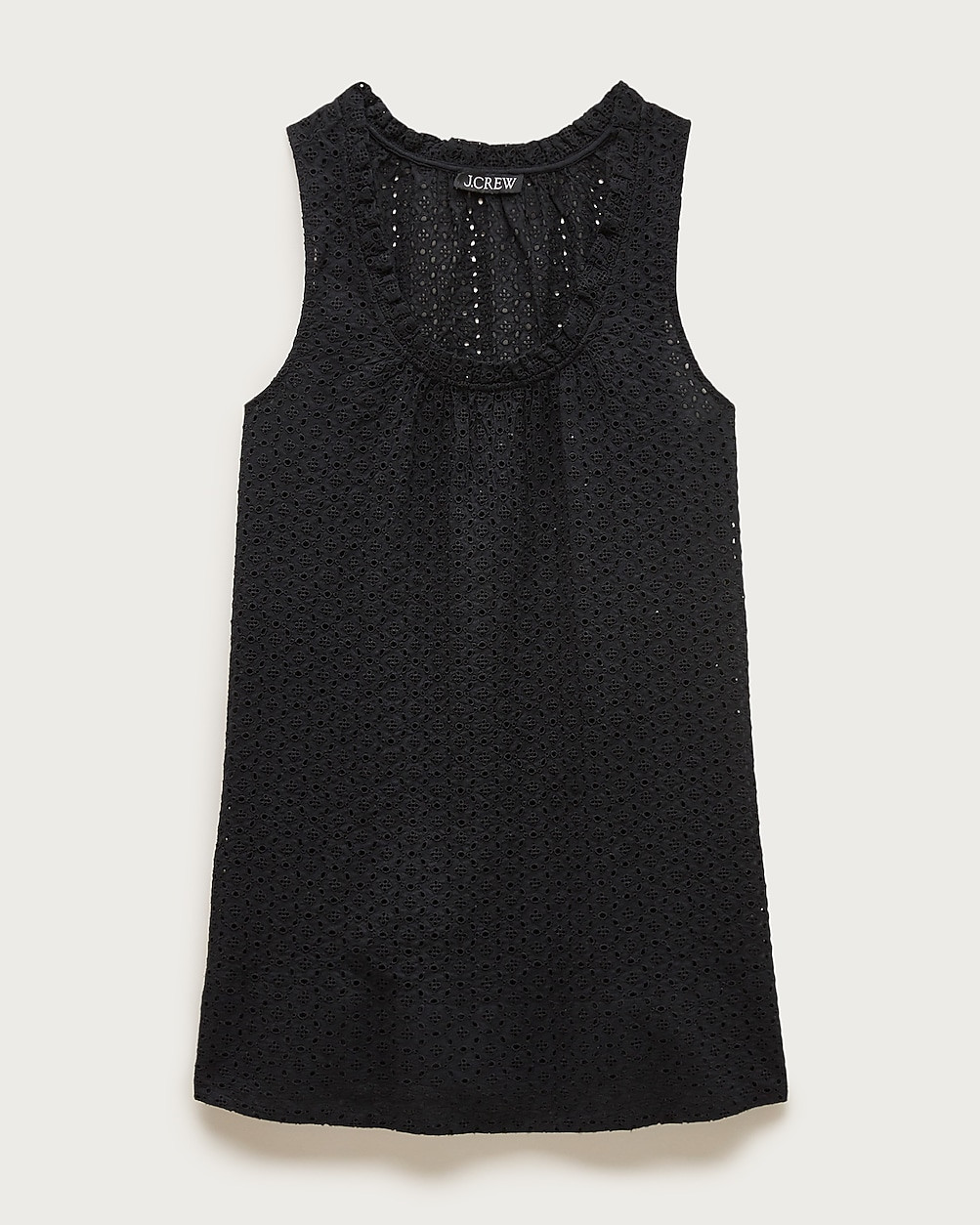 Ruffle-trim scoopneck eyelet mini dress | J. Crew US