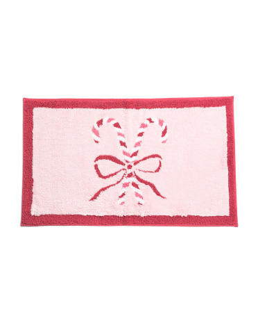21x34 Candy Cane Bow Bath Rug | TJ Maxx