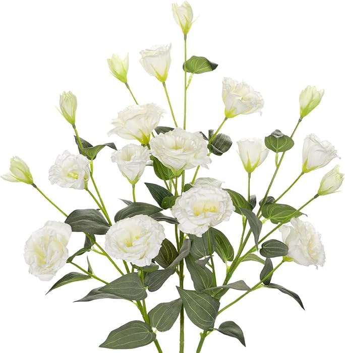 34.5" White Artificial Flowers Silk Fake Flower 3Pcs Eustoma Lisianthus Flowers with Long Stem Fa... | Amazon (CA)