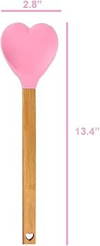 Generic Heart shaped silicone spatula – baking,stirring,pastry,kitchen utensil spoon – bamboo... | Amazon (US)