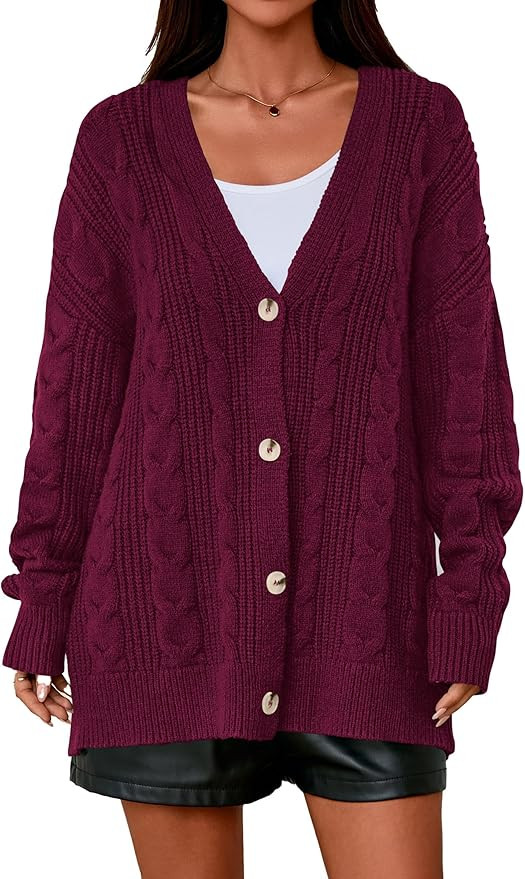 PRETTYGARDEN Womens Oversized Cable Knit Cardigan 2025 Fall Fashion Long Sleeve Open Front Chunky... | Amazon (US)