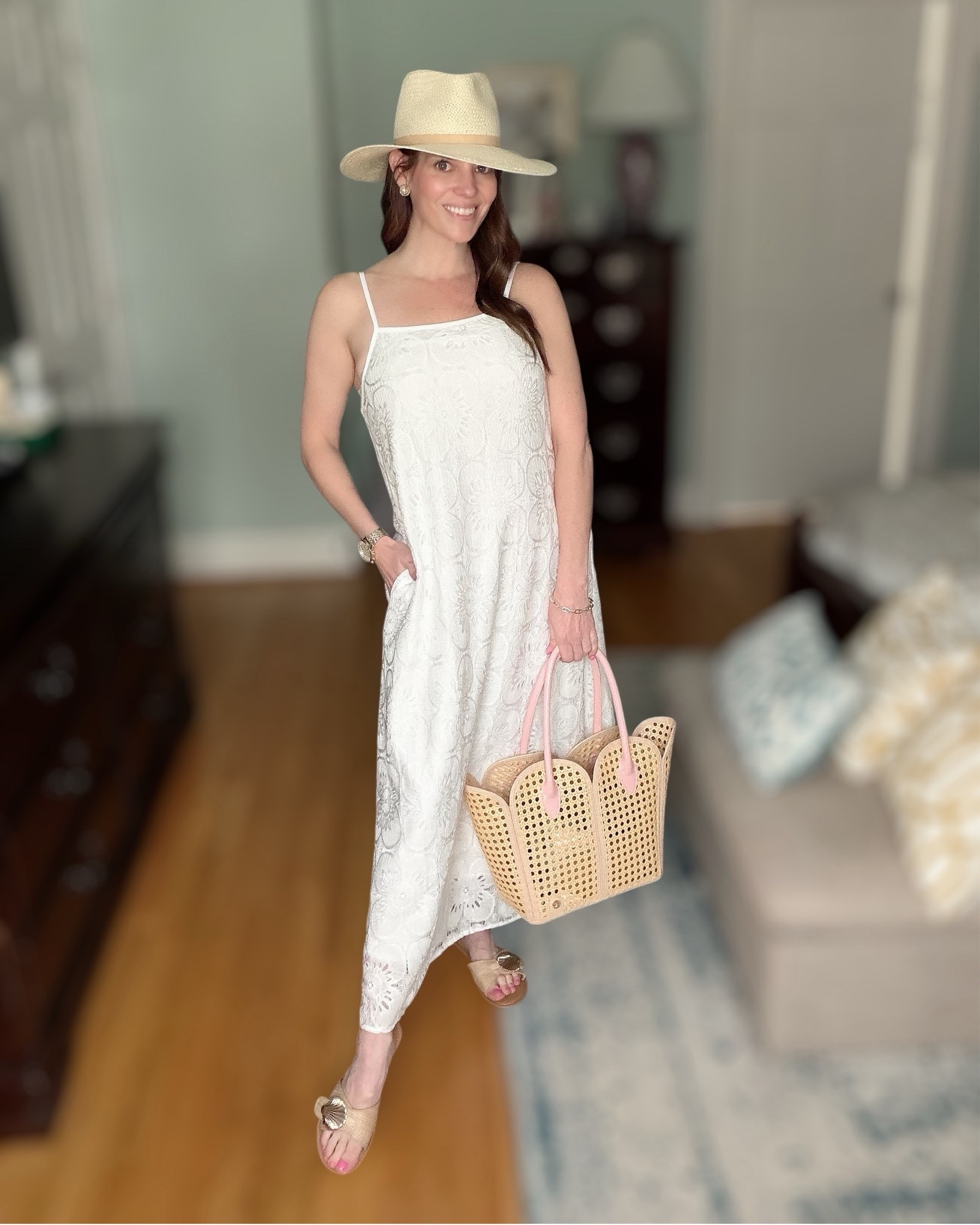 Neutral Eyelet Maxi Dress & Coastal Summer Outfit 🤍🌴

Soft, neutral, and effortlessly coastal ✨ This breezy eyelet maxi dress is the perfect throw-on-and-go piece for warm weather days. Styled with raffia sandals, a woven cane tote, and a classic straw hat for a timeless resort-inspired look that works for vacation, brunch, beach walks, or summer outings ☀️👜

This easy neutral outfit blends feminine texture with relaxed coastal style while still feeling polished and elevated. A perfect spring-to-summer dress you’ll reach for again and again.

Neutral maxi dress outfit, eyelet summer dress, coastal style outfit, resort wear women, vacation outfit idea, beach vacation outfit, summer maxi dress look, neutral summer fashion, coastal grandmother aesthetic, woven tote outfit, straw hat summer style, effortless warm weather outfit, chic casual summer look, feminine resort style. Resort wear, resort style, vacation dress, beach dress, Easter dress, maxi dress, midi dress, halter dress, graduation dress

#LTKOver40 #LTKSeasonal #LTKootd