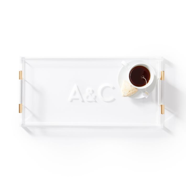 Acrylic Tray with Leather and Gold Handles | Mark and Graham