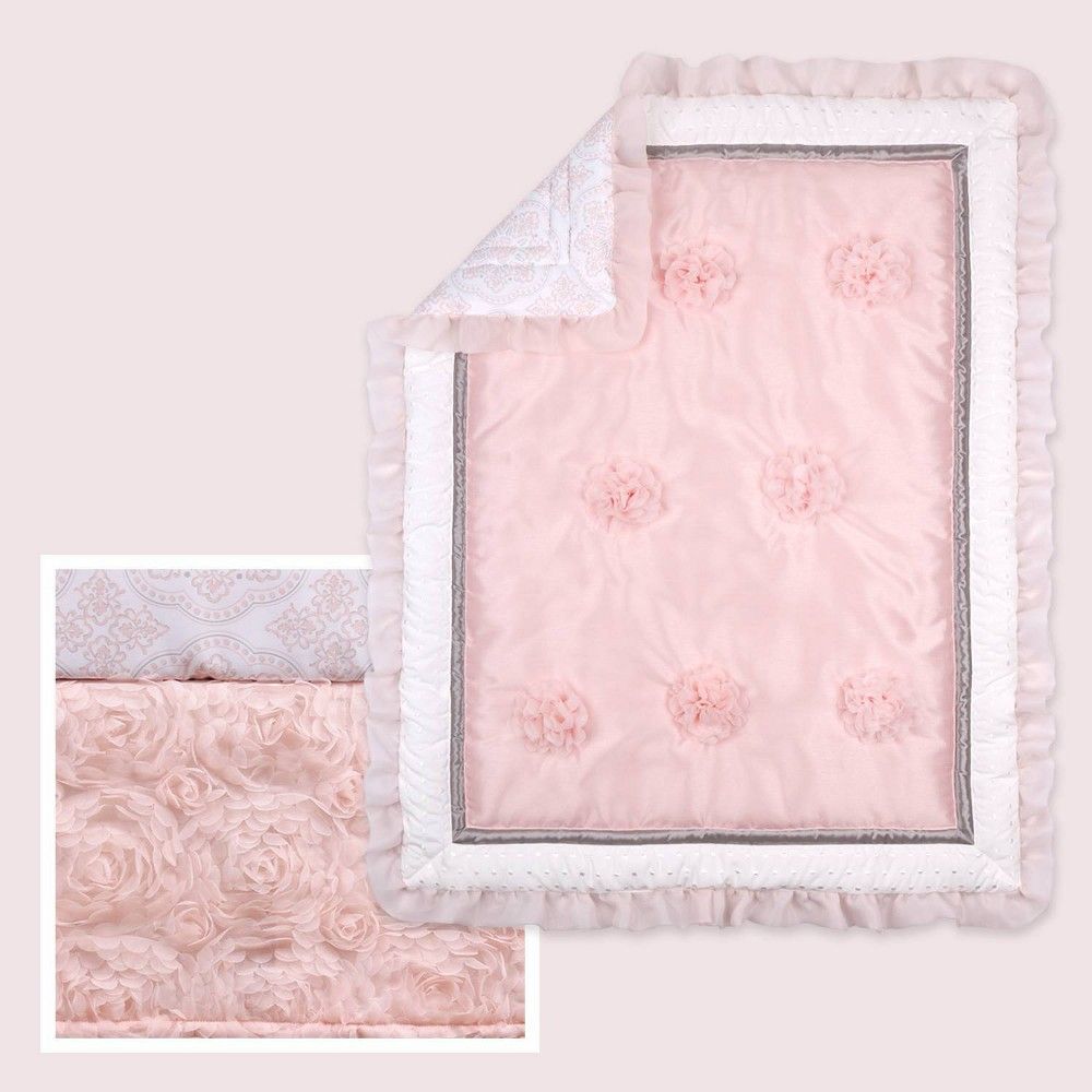The Peanutshell Arianna Baby Crib Bedding Set - Pink/White - 3pc | Target